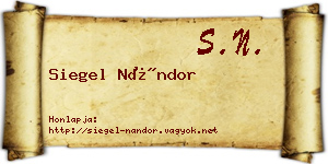 Siegel Nándor névjegykártya