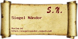 Siegel Nándor névjegykártya